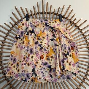 Sonia Rykel Layered Floral Mini Skirt Butterfly & Floral Motif Fairy Ethereal